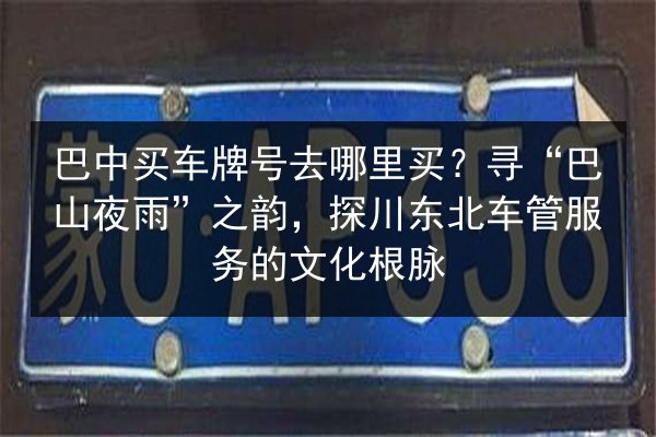 巴中买车牌号去哪里买？寻“巴山夜雨”之韵，探川东北车管服务的文化根脉