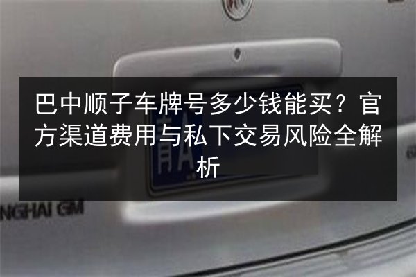 巴中顺子车牌号多少钱能买？官方渠道费用与私下交易风险全解析 第1张
