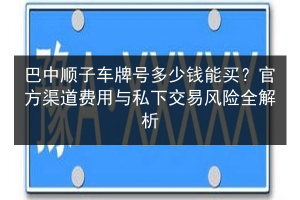 巴中顺子车牌号多少钱能买？官方渠道费用与私下交易风险全解析 第3张