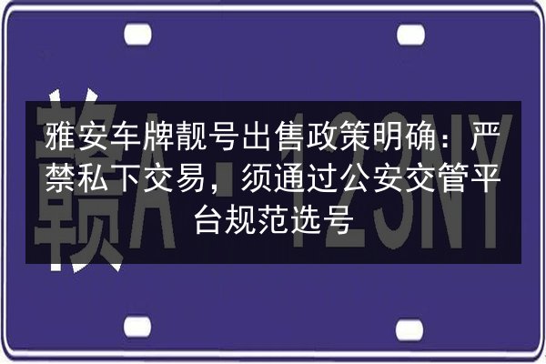 雅安车牌靓号出售政策明确:严禁私下交易,须通过公安交管平台规范选号 第3张 雅安车牌靓号出售政策明确:严禁私下交易,须通过公安交管平台规范选号 第3张