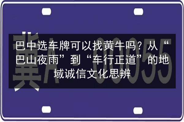 巴中选车牌可以找黄牛吗？从“巴山夜雨”到“车行正道”的地域诚信文化思辨 第3张