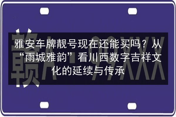 雅安车牌靓号现在还能买吗？从“雨城雅韵”看川西数字吉祥文化的延续与传承