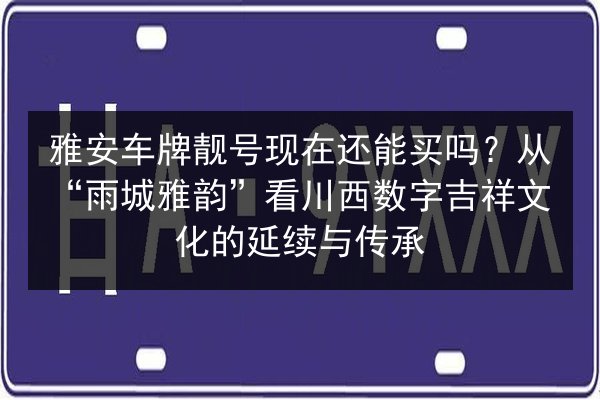 雅安车牌靓号现在还能买吗？从“雨城雅韵”看川西数字吉祥文化的延续与传承 第3张