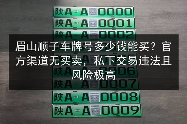 眉山顺子车牌号多少钱能买？官方渠道无买卖，私下交易违法且风险极高
