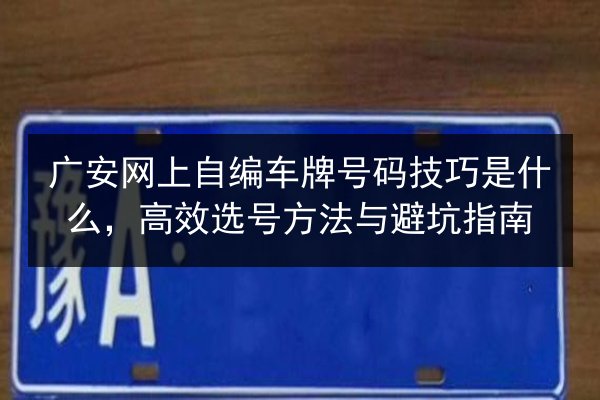 广安网上自编车牌号码技巧是什么，高效选号方法与避坑指南 第2张