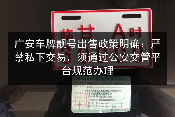 广安车牌靓号出售政策明确：严禁私下交易，须通过公安交管平台规范办理 第3张
