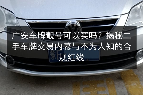 广安车牌靓号可以买吗？揭秘二手车牌交易内幕与不为人知的合规红线 第2张