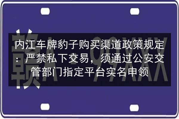 内江车牌豹子购买渠道政策规定:严禁私下交易,须通过公安交管部门指定平台实名申领 第2张 内江车牌豹子购买渠道政策规定:严禁私下交易,须通过公安交管部门指定平台实名申领 第2张