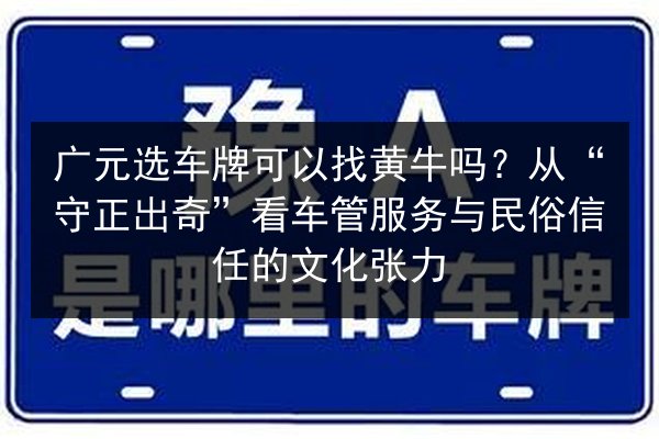 广元选车牌可以找黄牛吗？从“守正出奇”看车管服务与民俗信任的文化张力 第3张