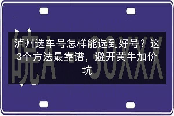 泸州选车号怎样能选到好号？这3个方法最靠谱，避开黄牛加价坑 第1张