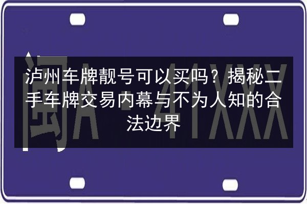 泸州车牌靓号可以买吗?揭秘二手车牌交易内幕与不为人知的合法边界 第3张 泸州车牌靓号可以买吗?揭秘二手车牌交易内幕与不为人知的合法边界 第3张