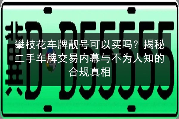 攀枝花车牌靓号可以买吗?揭秘二手车牌交易内幕与不为人知的合规真相 第3张 攀枝花车牌靓号可以买吗?揭秘二手车牌交易内幕与不为人知的合规真相 第3张