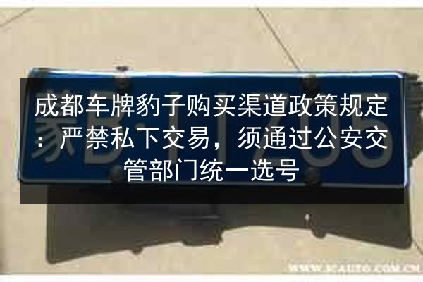 成都车牌豹子购买渠道政策规定:严禁私下交易,须通过公安交管部门统一选号 第2张 成都车牌豹子购买渠道政策规定:严禁私下交易,须通过公安交管部门统一选号 第2张