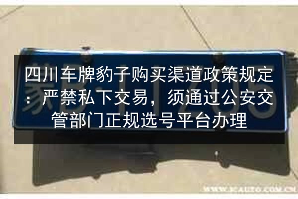 四川车牌豹子购买渠道政策规定：严禁私下交易，须通过公安交管部门正规选号平台办理 第3张