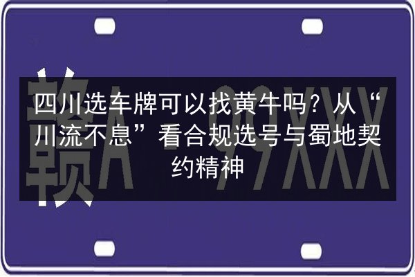 四川选车牌可以找黄牛吗？从“川流不息”看合规选号与蜀地契约精神