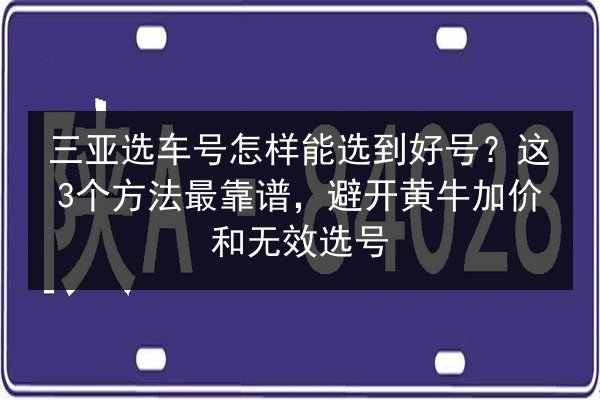 三亚选车号怎样能选到好号？这3个方法最靠谱，避开黄牛加价和无效选号 第3张