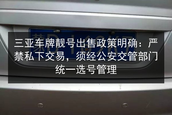 三亚车牌靓号出售政策明确：严禁私下交易，须经公安交管部门统一选号管理 第3张