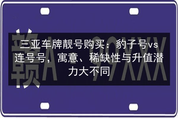 三亚车牌靓号购买:豹子号vs连号号,寓意、稀缺性与升值潜力大不同 第3张 三亚车牌靓号购买:豹子号vs连号号,寓意、稀缺性与升值潜力大不同 第3张