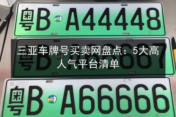 三亚车牌号买卖网盘点：5大高人气平台清单 第3张
