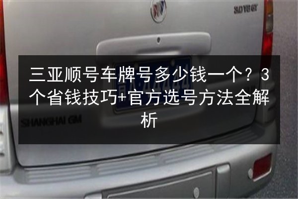 三亚顺号车牌号多少钱一个？3个省钱技巧+官方选号方法全解析 第3张