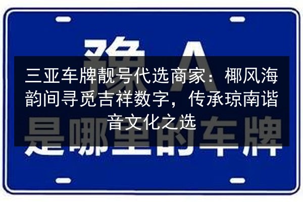 三亚车牌靓号代选商家:椰风海韵间寻觅吉祥数字,传承琼南谐音文化之选 第2张 三亚车牌靓号代选商家:椰风海韵间寻觅吉祥数字,传承琼南谐音文化之选 第2张