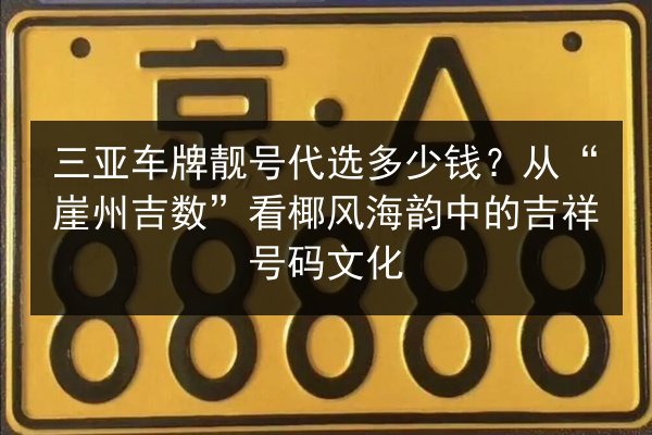 三亚车牌靓号代选多少钱?从“崖州吉数”看椰风海韵中的吉祥号码文化 第3张 三亚车牌靓号代选多少钱?从“崖州吉数”看椰风海韵中的吉祥号码文化 第3张