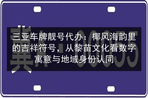 三亚车牌靓号代办:椰风海韵里的吉祥符号,从黎苗文化看数字寓意与地域身份认同 第3张 三亚车牌靓号代办:椰风海韵里的吉祥符号,从黎苗文化看数字寓意与地域身份认同 第3张