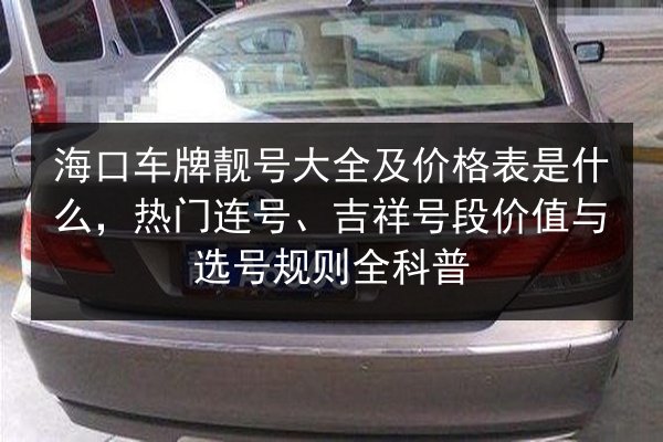 海口车牌靓号大全及价格表是什么，热门连号、吉祥号段价值与选号规则全科普