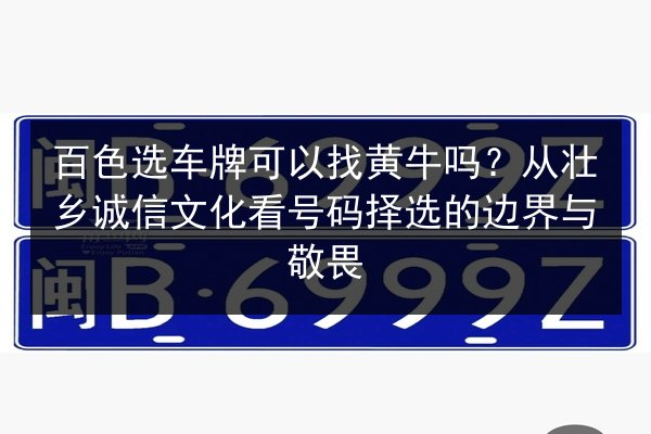 百色选车牌可以找黄牛吗？从壮乡诚信文化看号码择选的边界与敬畏 第2张
