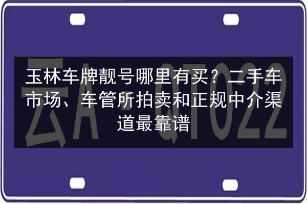 玉林车牌靓号哪里有买？二手车市场、车管所拍卖和正规中介渠道最靠谱