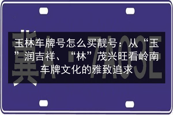 玉林车牌号怎么买靓号：从“玉”润吉祥、“林”茂兴旺看岭南车牌文化的雅致追求 第2张
