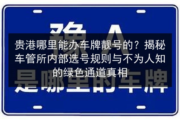 贵港哪里能办车牌靓号的?揭秘车管所内部选号规则与不为人知的绿色通道真相 第3张 贵港哪里能办车牌靓号的?揭秘车管所内部选号规则与不为人知的绿色通道真相 第3张