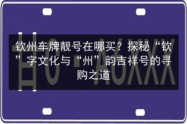 钦州车牌靓号在哪买？探秘“钦”字文化与“州”韵吉祥号的寻购之道 第1张