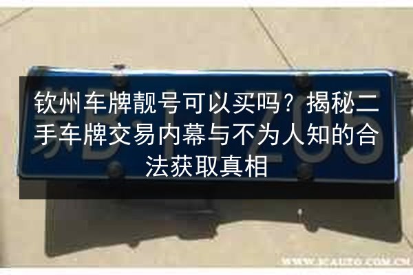 钦州车牌靓号可以买吗?揭秘二手车牌交易内幕与不为人知的合法获取真相 第3张 钦州车牌靓号可以买吗?揭秘二手车牌交易内幕与不为人知的合法获取真相 第3张