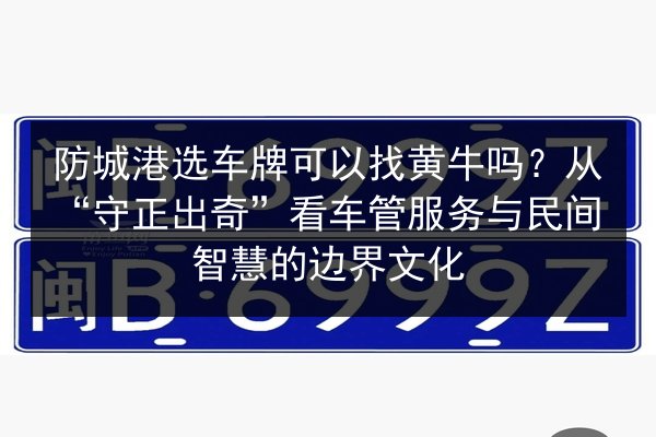 防城港选车牌可以找黄牛吗？从“守正出奇”看车管服务与民间智慧的边界文化 第2张