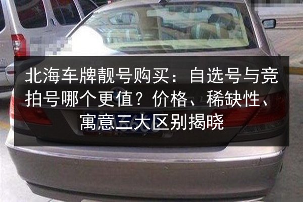 北海车牌靓号购买：自选号与竞拍号哪个更值？价格、稀缺性、寓意三大区别揭晓 第3张