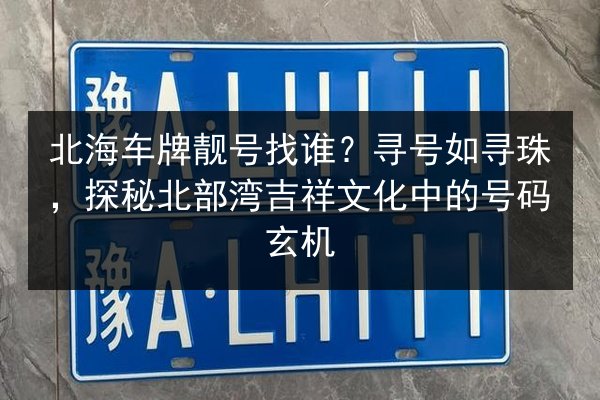 北海车牌靓号找谁?寻号如寻珠,探秘北部湾吉祥文化中的号码玄机 第2张 北海车牌靓号找谁?寻号如寻珠,探秘北部湾吉祥文化中的号码玄机 第2张