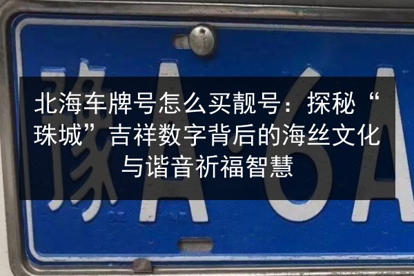 北海车牌号怎么买靓号：探秘“珠城”吉祥数字背后的海丝文化与谐音祈福智慧 第2张