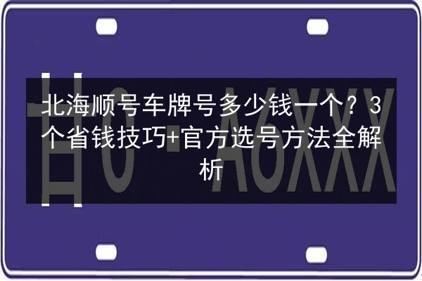 北海顺号车牌号多少钱一个?3个省钱技巧+官方选号方法全解析 第2张 北海顺号车牌号多少钱一个?3个省钱技巧+官方选号方法全解析 第2张