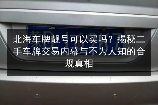 北海车牌靓号可以买吗？揭秘二手车牌交易内幕与不为人知的合规真相 第2张