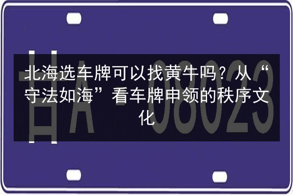 北海选车牌可以找黄牛吗？从“守法如海”看车牌申领的秩序文化 第1张