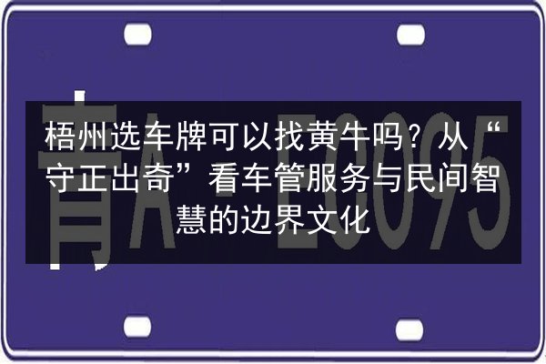 梧州选车牌可以找黄牛吗?从“守正出奇”看车管服务与民间智慧的边界文化 第2张 梧州选车牌可以找黄牛吗?从“守正出奇”看车管服务与民间智慧的边界文化 第2张