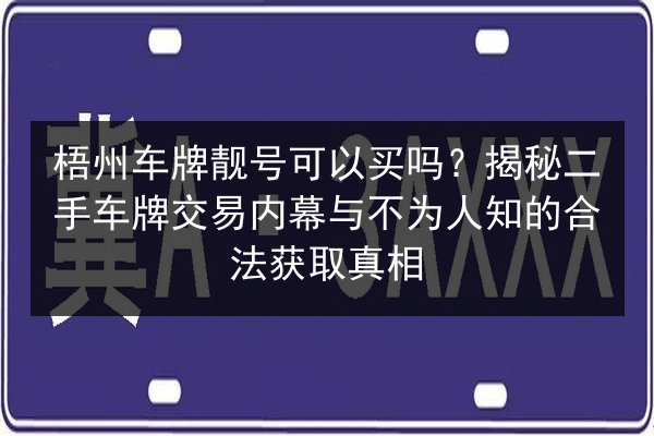 梧州车牌靓号可以买吗？揭秘二手车牌交易内幕与不为人知的合法获取真相 第3张