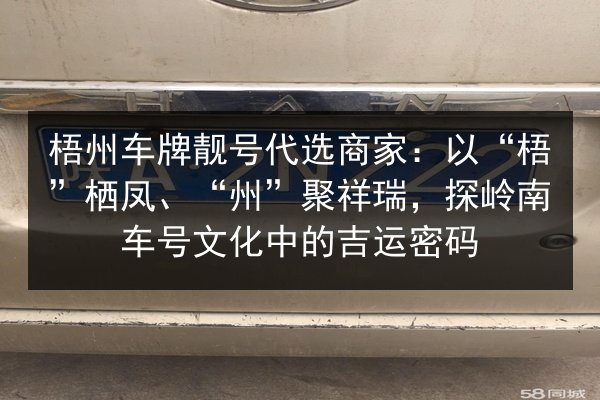 梧州车牌靓号代选商家:以“梧”栖凤、“州”聚祥瑞,探岭南车号文化中的吉运密码 第3张 梧州车牌靓号代选商家:以“梧”栖凤、“州”聚祥瑞,探岭南车号文化中的吉运密码 第3张