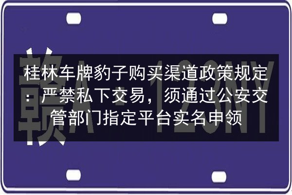 桂林车牌豹子购买渠道政策规定:严禁私下交易,须通过公安交管部门指定平台实名申领 第1张 桂林车牌豹子购买渠道政策规定:严禁私下交易,须通过公安交管部门指定平台实名申领 第1张