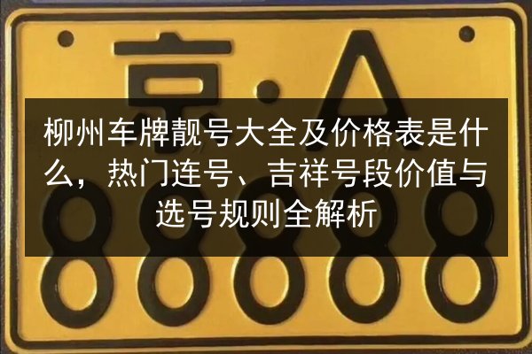 柳州车牌靓号大全及价格表是什么,热门连号、吉祥号段价值与选号规则全解析 第3张 柳州车牌靓号大全及价格表是什么,热门连号、吉祥号段价值与选号规则全解析 第3张