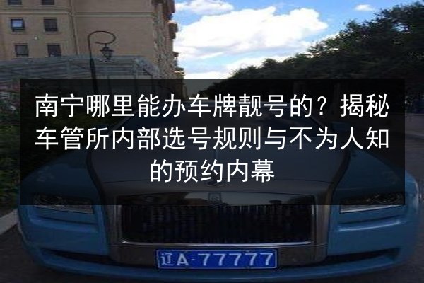 南宁哪里能办车牌靓号的?揭秘车管所内部选号规则与不为人知的预约内幕 第2张 南宁哪里能办车牌靓号的?揭秘车管所内部选号规则与不为人知的预约内幕 第2张