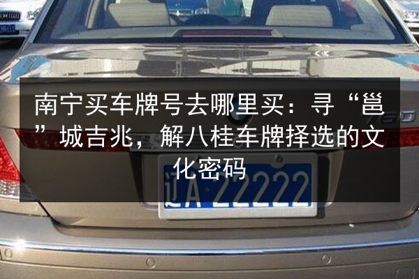 南宁买车牌号去哪里买:寻“邕”城吉兆,解八桂车牌择选的文化密码 第3张 南宁买车牌号去哪里买:寻“邕”城吉兆,解八桂车牌择选的文化密码 第3张