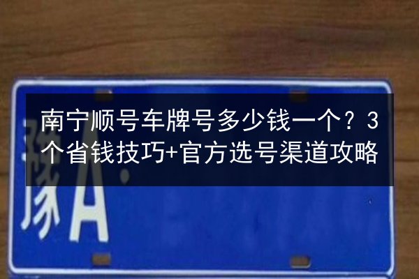 南宁顺号车牌号多少钱一个？3个省钱技巧+官方选号渠道攻略 第3张