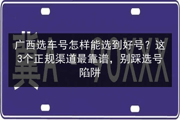 广西选车号怎样能选到好号？这3个正规渠道最靠谱，别踩选号陷阱 第2张